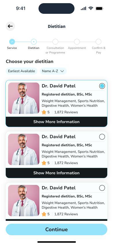 Dietitian screen